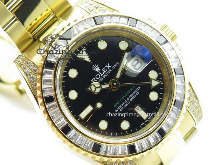 GMT-Master II 116759 YG Bp-Maker Black Ruby Crystal Bezel Black Dial On YG Bracelet A3186