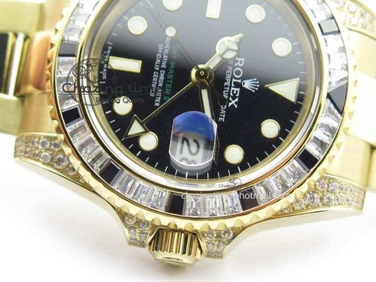 GMT-Master II 116759 YG Bp-Maker Black Ruby Crystal Bezel Black Dial On YG Bracelet A3186