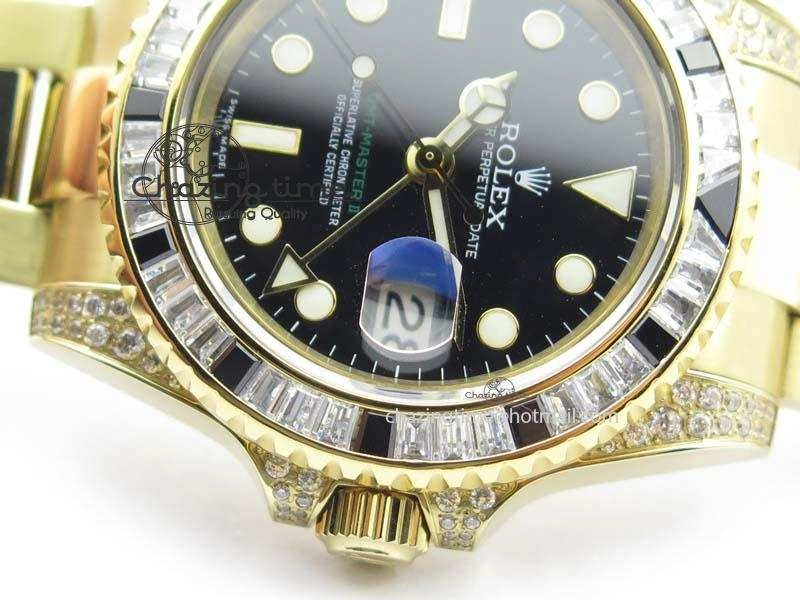 GMT-Master II 116759 YG Bp-Maker Black Ruby Crystal Bezel Black Dial On YG Bracelet A3186