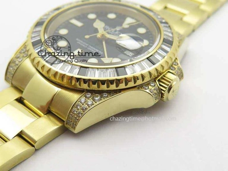 GMT-Master II 116759 YG Bp-Maker Black Ruby Crystal Bezel Black Dial On YG Bracelet A3186