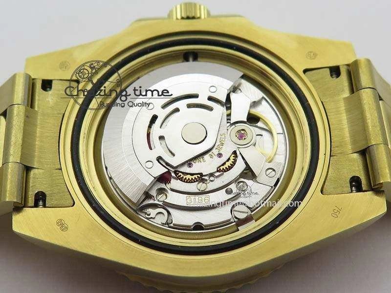 GMT-Master II 116759 YG Bp-Maker Blue Red Ruby Crystal Bezel Black Dial On YG Bracelet A3186