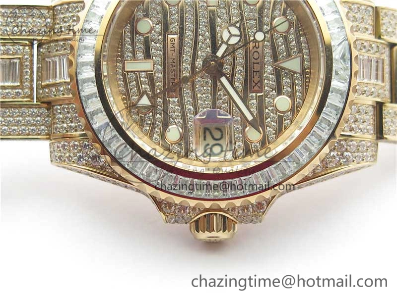 GMT Master II 116769 BRIL Full Diamonds RG TWF Best Edition A2836