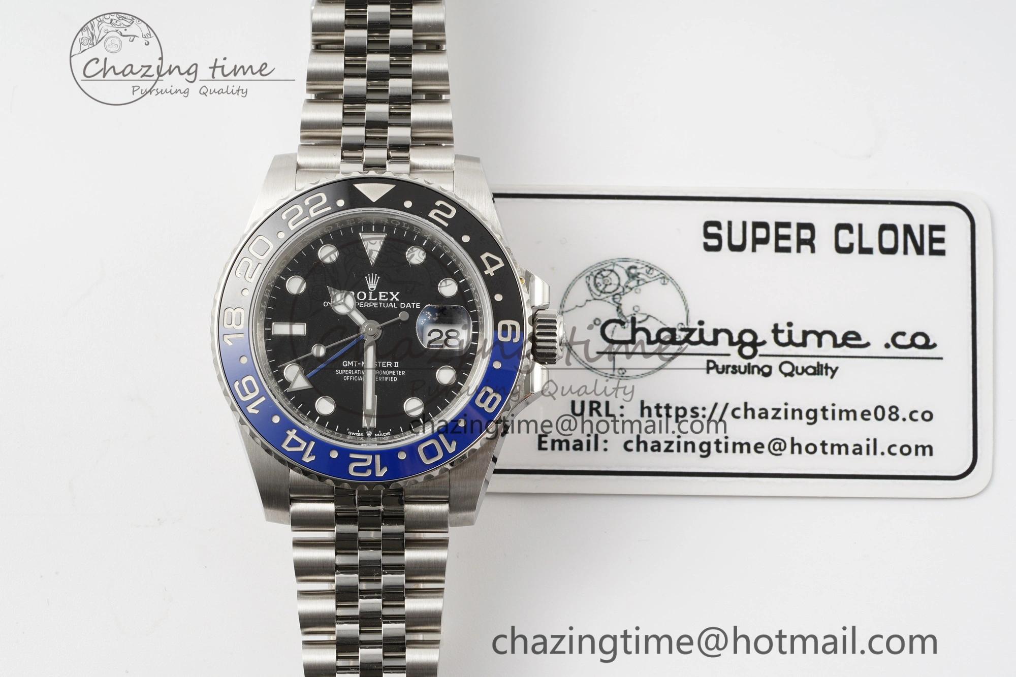 GMT Master II 126710 BLNR Batman 904L SS C+F 1:1 Best Edition Black Dial on Jubilee Bracelet SH3285 CHS