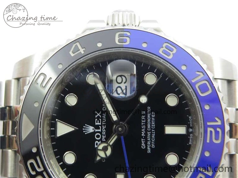 GMT Master II 126710 BLNR Batman 904L SS Noob 1:1 Best Edition on Bracelet A3285 (Correct Hand Stack)