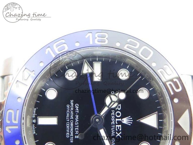 GMT Master II 126710 BLNR Batman 904L SS Noob 1:1 Best Edition on Bracelet A3285 (Correct Hand Stack)