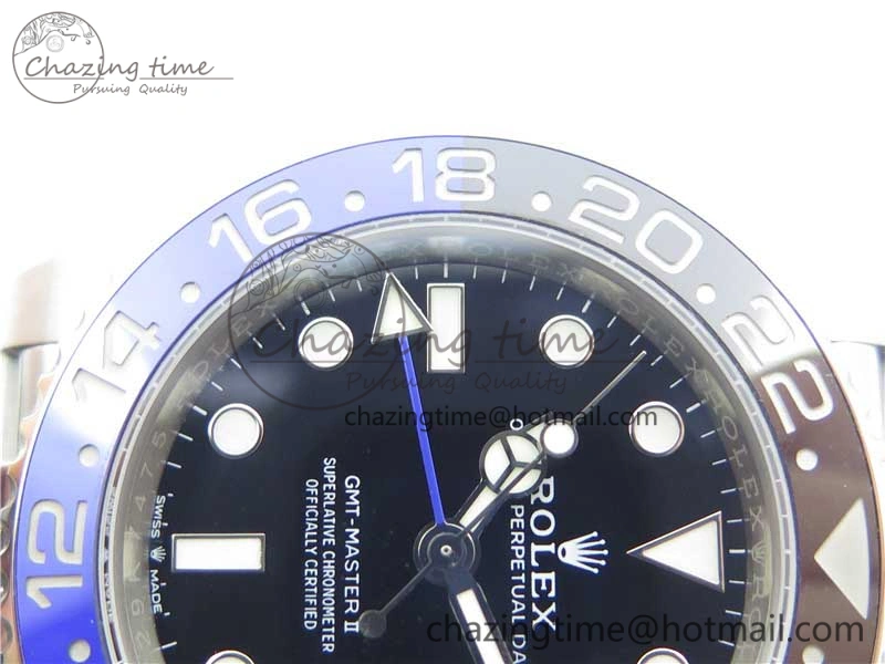 GMT Master II 126710 BLNR Batman 904L SS Noob 1:1 Best Edition on Bracelet A3285 (Correct Hand Stack)