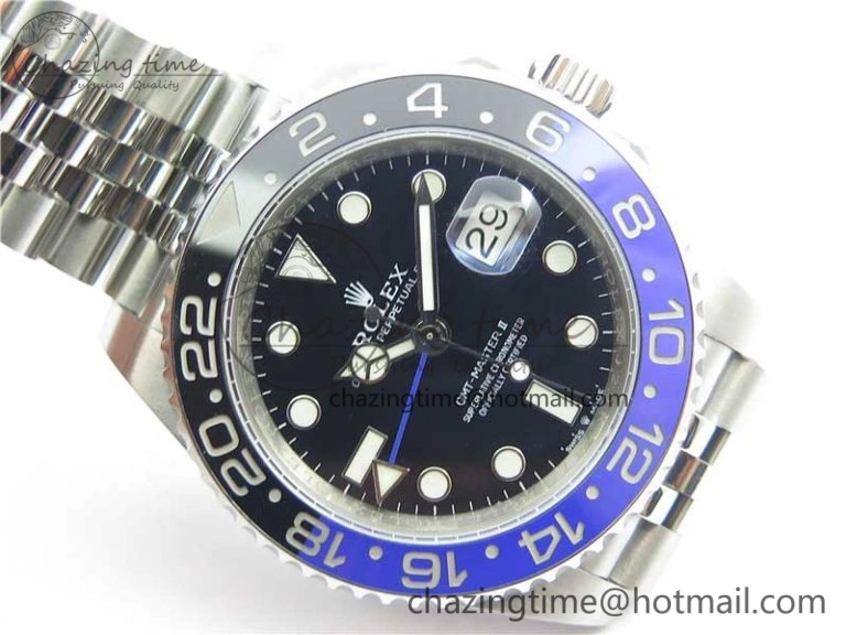 GMT Master II 126710 BLNR Batman 904L SS Noob 1:1 Best Edition on Bracelet A3285 (Correct Hand Stack)
