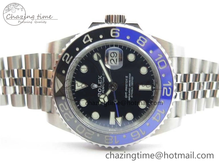 GMT Master II 126710 BLNR Batman 904L SS Noob 1:1 Best Edition on Bracelet A3285 (Correct Hand Stack)