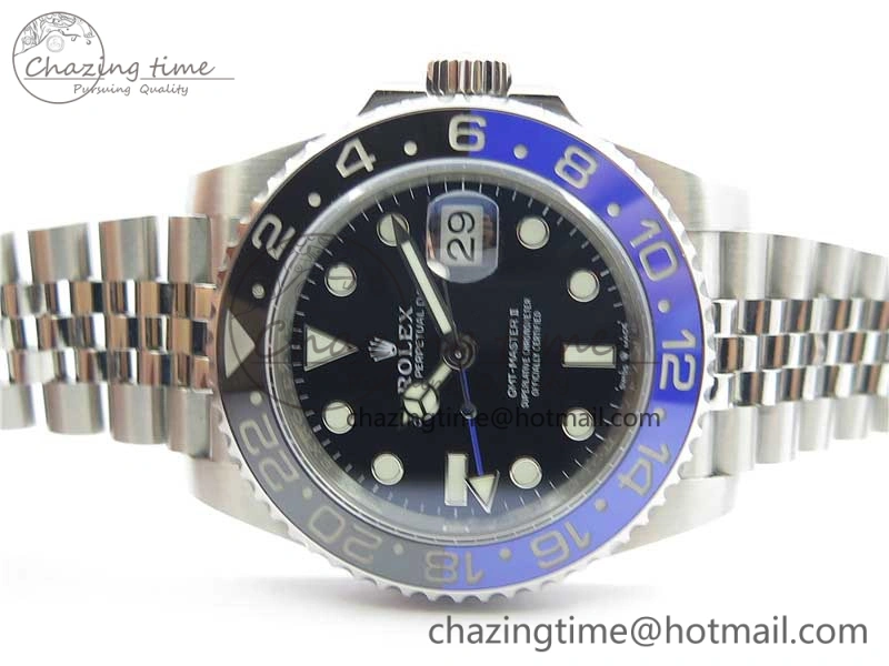 GMT Master II 126710 BLNR Batman 904L SS Noob 1:1 Best Edition on Bracelet A3285 (Correct Hand Stack)