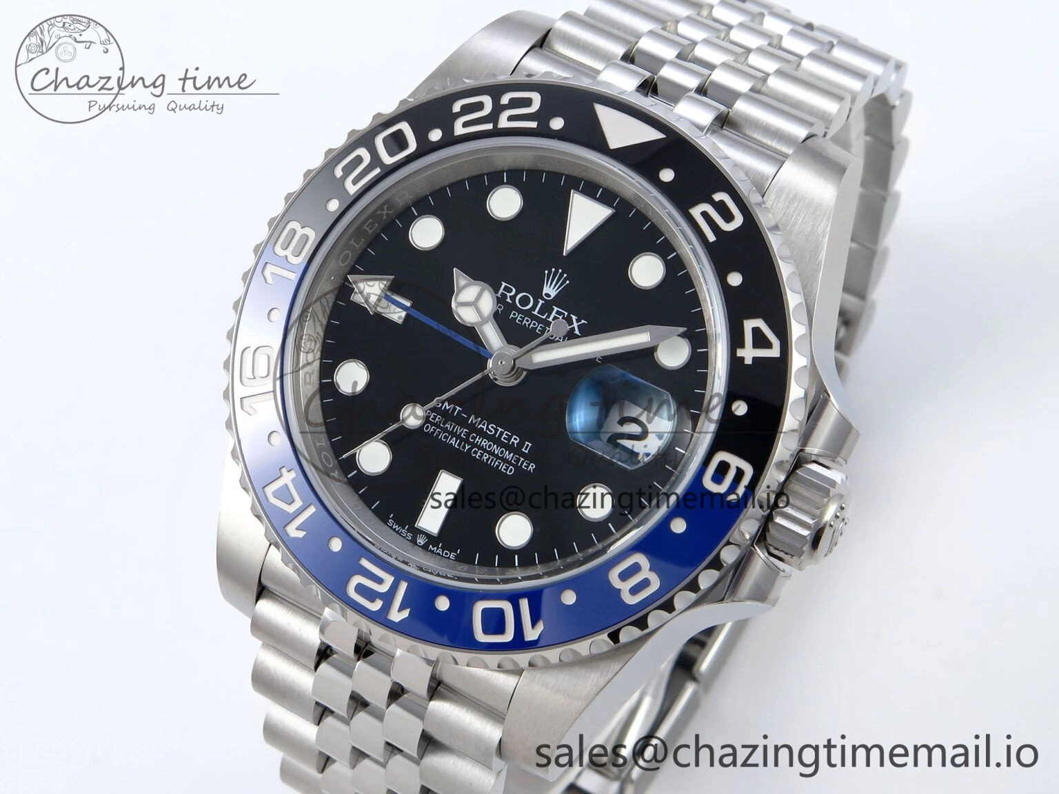 GMT-Master II 126710 BLNR Black Blue Ceramic 904L Steel EWE 1:1 Best Edition on Jubilee Strap EWE3285 V5