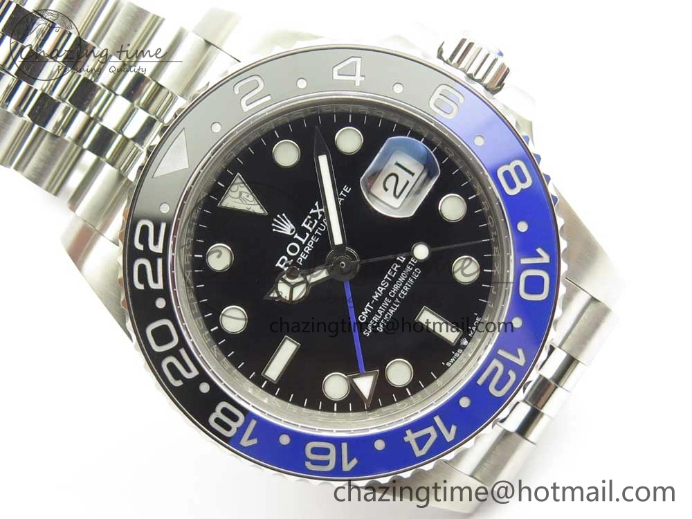 GMT-Master II 126710 BLNR GMF 904L Steel Edition Black Dial on SS Jubilee Bracelet A2836