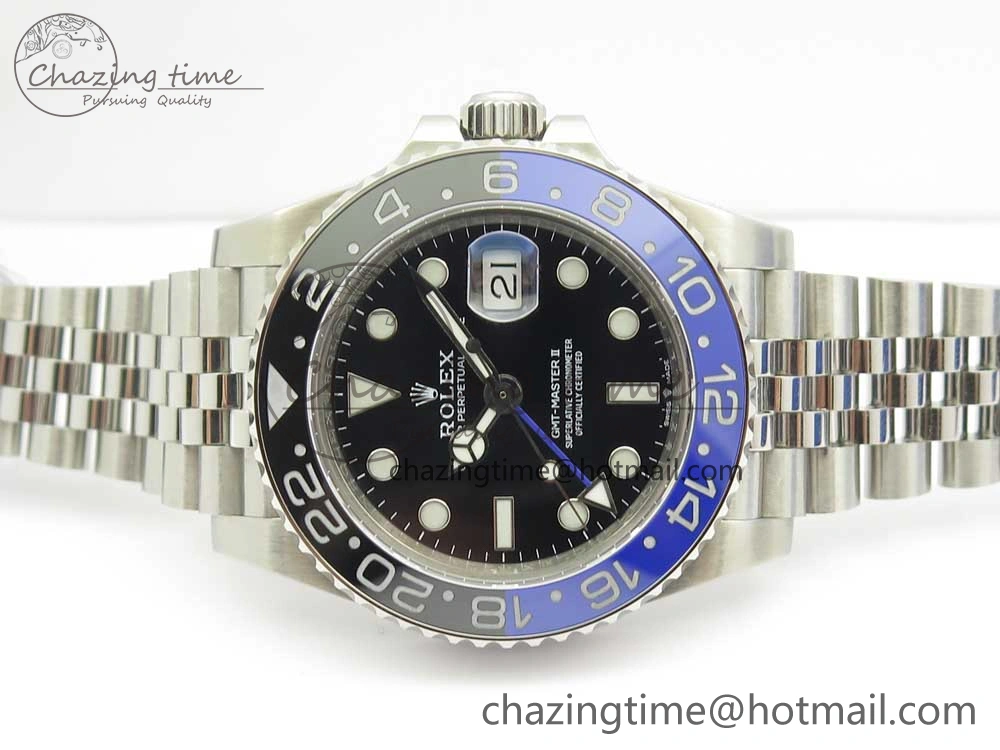 GMT-Master II 126710 BLNR GMF 904L Steel Edition Black Dial on SS Jubilee Bracelet A2836