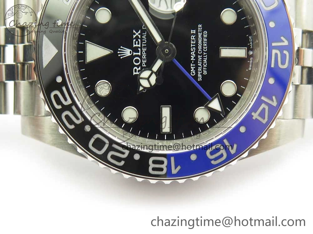 GMT-Master II 126710 BLNR GMF 904L Steel Edition Black Dial on SS Jubilee Bracelet A2836