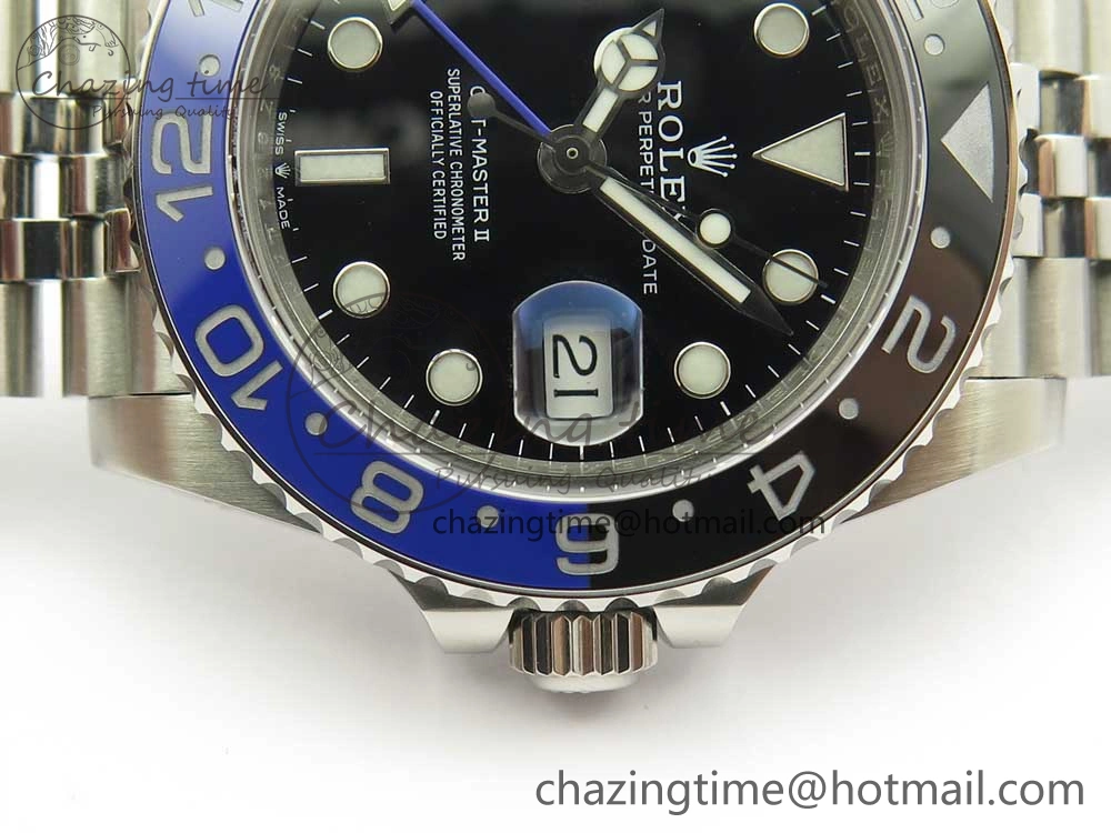 GMT-Master II 126710 BLNR GMF 904L Steel Edition Black Dial on SS Jubilee Bracelet A2836