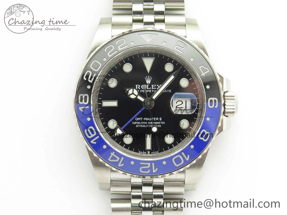GMT-Master II 126710 BLNR GMF 904L Steel Edition Black Dial on SS Jubilee Bracelet A2836