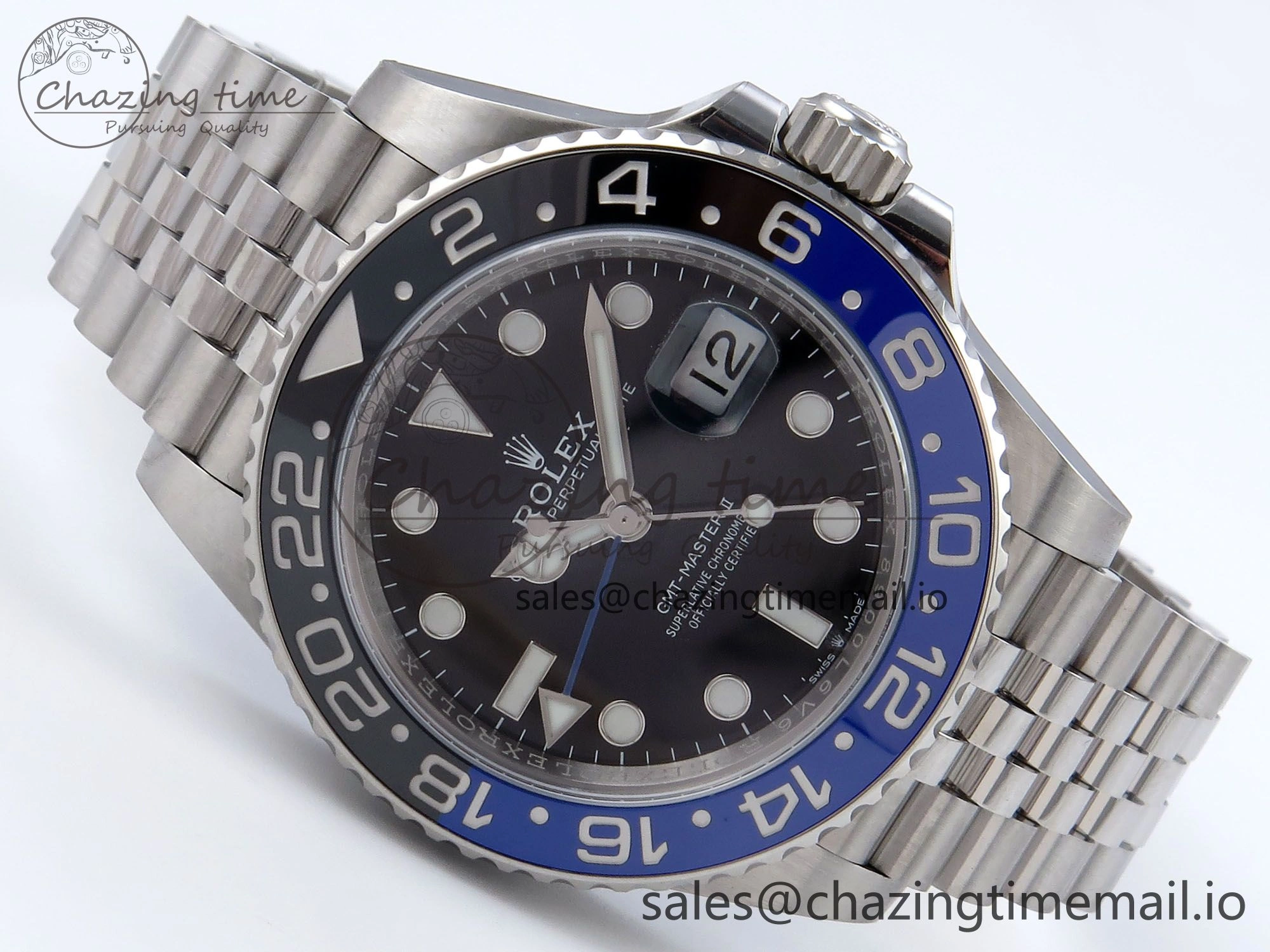 GMT Master II 126710 BLNR QF+ 1:1 Best Edition 904L Steel Black Dial Black Blue Bezel on SS Bracelet SH3285