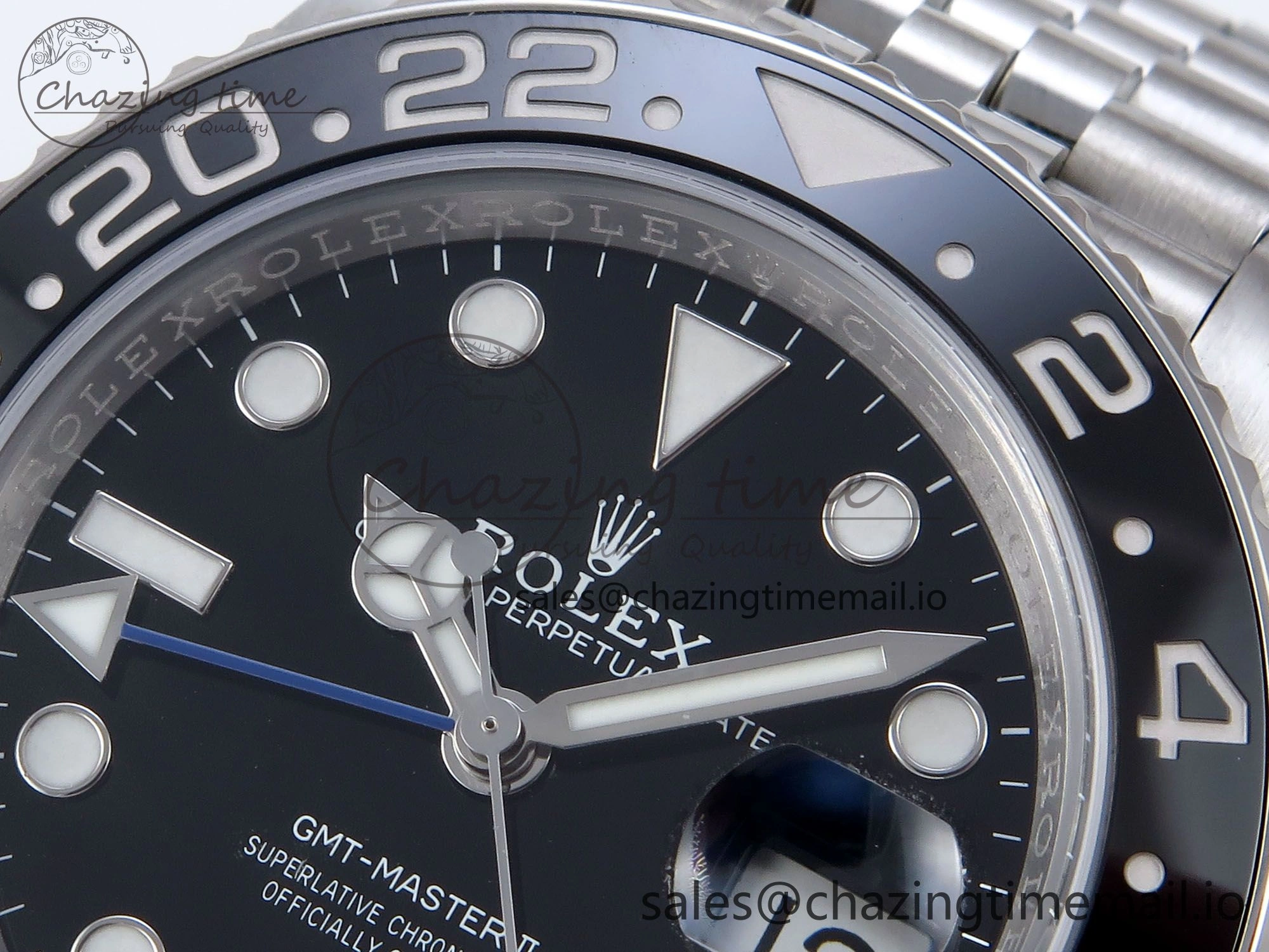 GMT Master II 126710 BLNR QF+ 1:1 Best Edition 904L Steel Black Dial Black Blue Bezel on SS Bracelet SH3285
