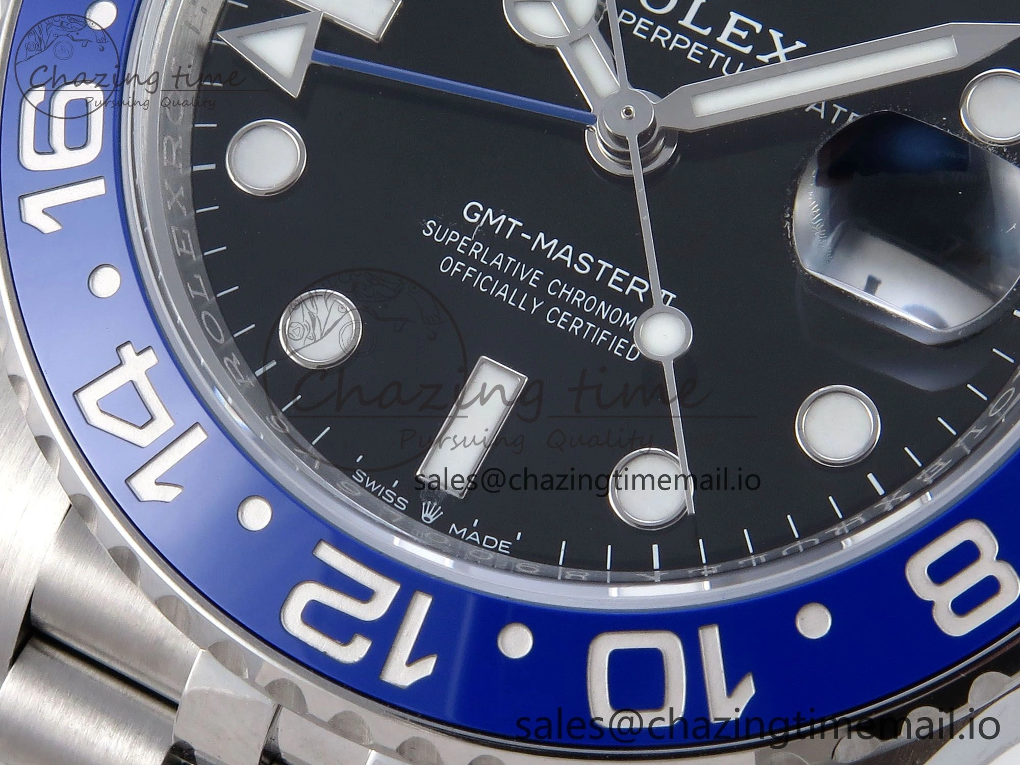 GMT Master II 126710 BLNR QF+ 1:1 Best Edition 904L Steel Black Dial Black Blue Bezel on SS Bracelet SH3285
