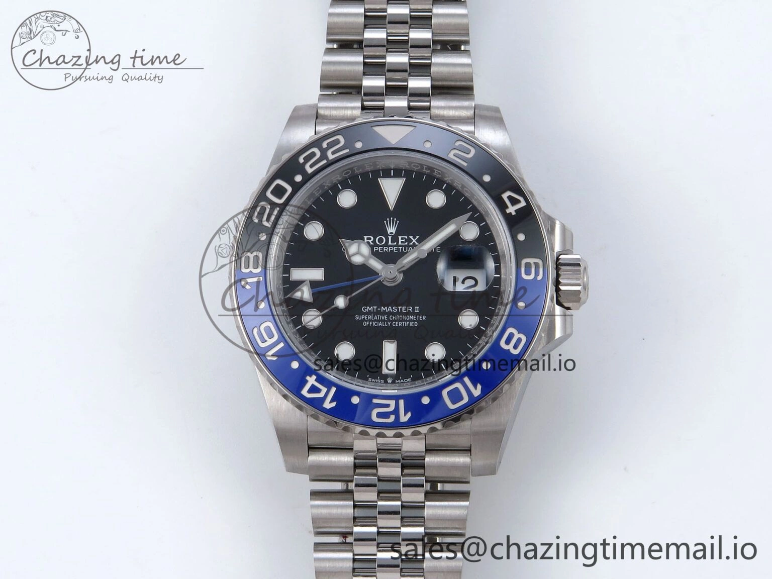 GMT Master II 126710 BLNR QF+ 1:1 Best Edition 904L Steel Black Dial Black Blue Bezel on SS Bracelet SH3285