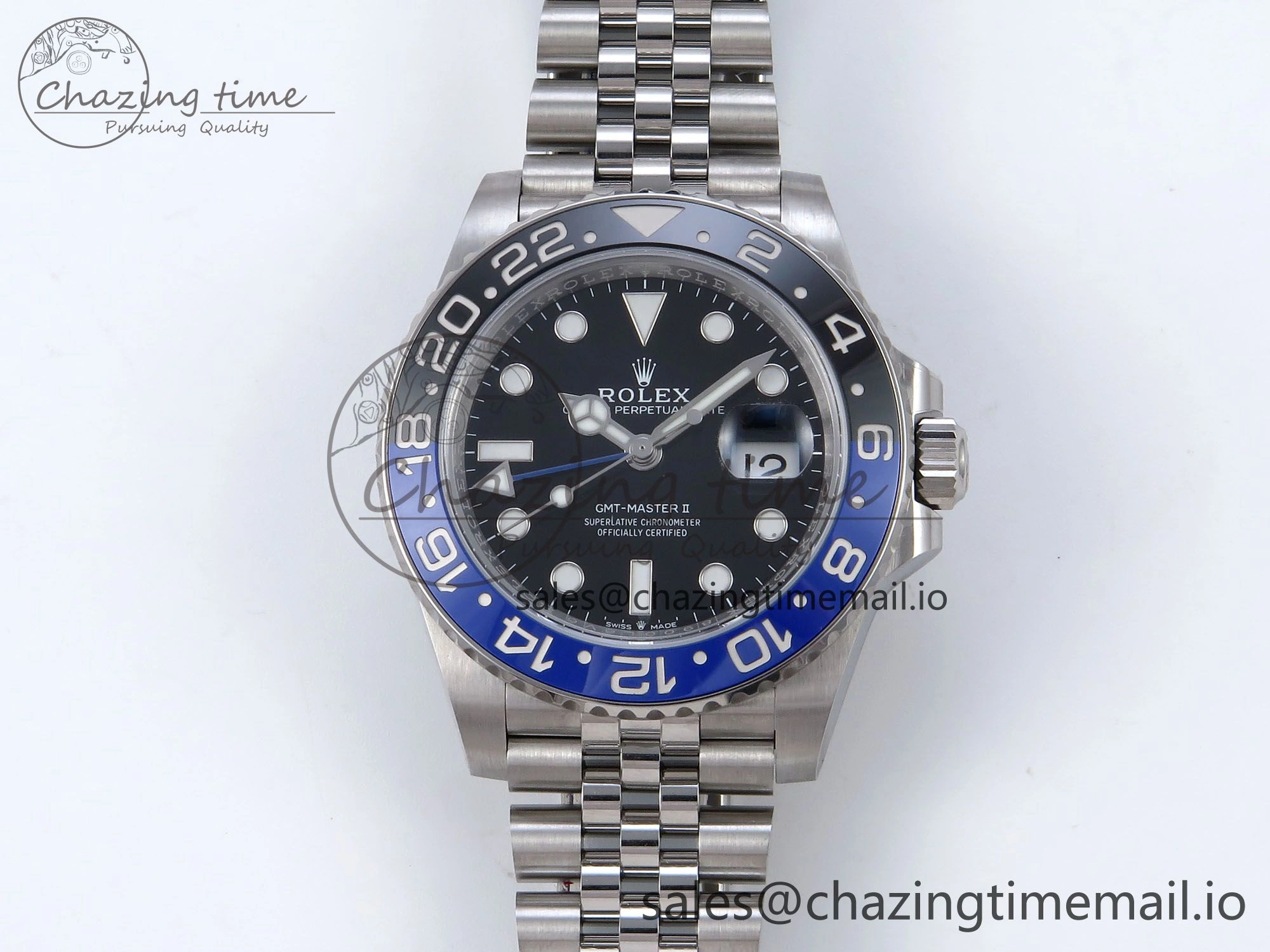 GMT Master II 126710 BLNR QF+ 1:1 Best Edition 904L Steel Black Dial Black Blue Bezel on SS Bracelet SH3285