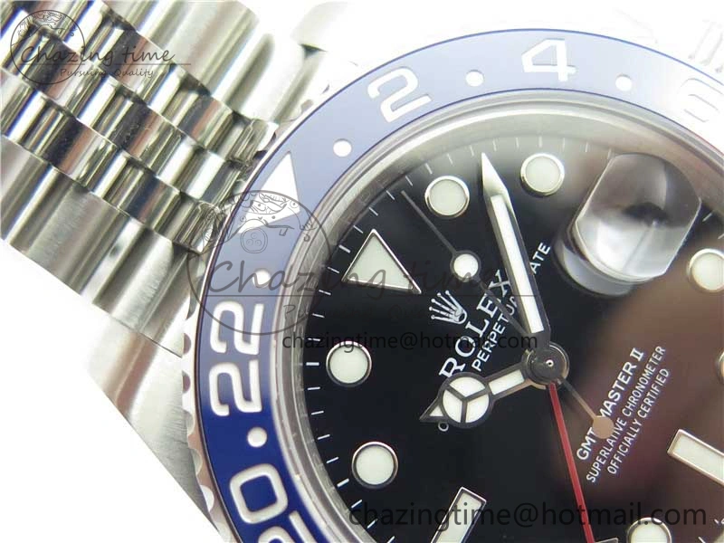 GMT-Master II 126710 BLRO 904L BP Maker 1:1 Best Edition Black Dial On 904L Jubilee Bracelet A3285 (Correct Hand Stack)