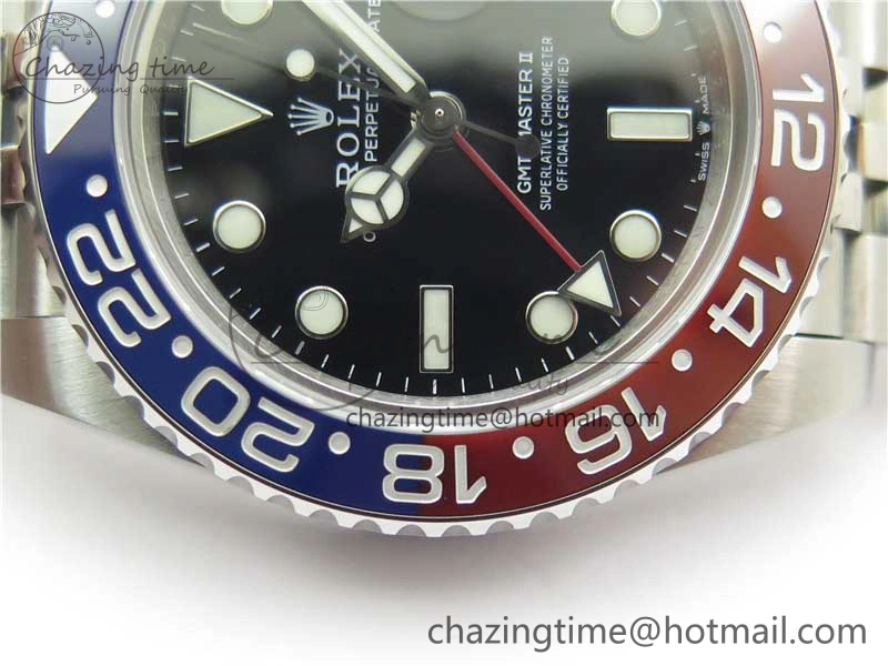 GMT-Master II 126710 BLRO 904L BP Maker 1:1 Best Edition Black Dial On 904L Jubilee Bracelet A3285 (Correct Hand Stack)