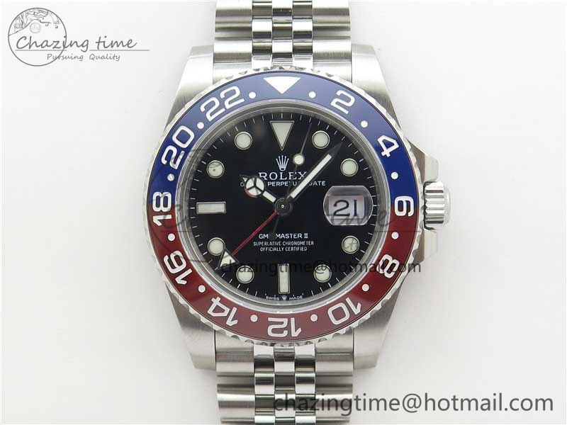 GMT-Master II 126710 BLRO 904L BP Maker 1:1 Best Edition Black Dial On 904L Jubilee Bracelet A3285 (Correct Hand Stack)