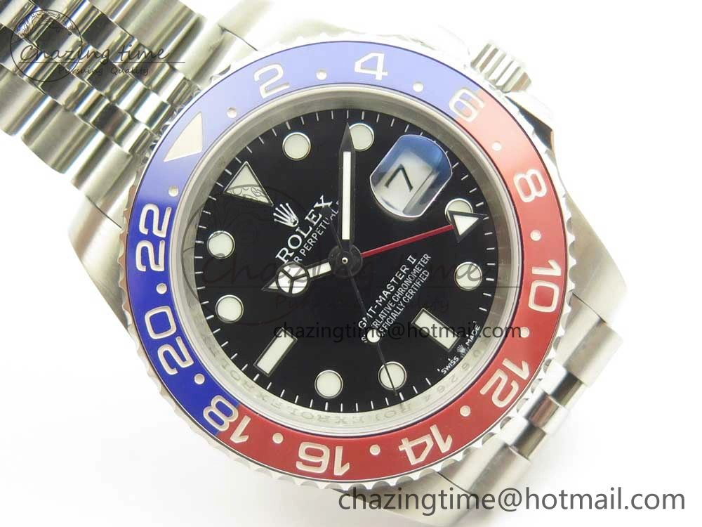 GMT-Master II 126710 BLRO 904L Real Ceramic Bezel DJF Best Edition Black Dial on 904L Jubilee Bracelet A2836