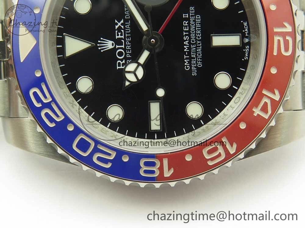 GMT-Master II 126710 BLRO 904L Real Ceramic Bezel DJF Best Edition Black Dial on 904L Jubilee Bracelet A2836