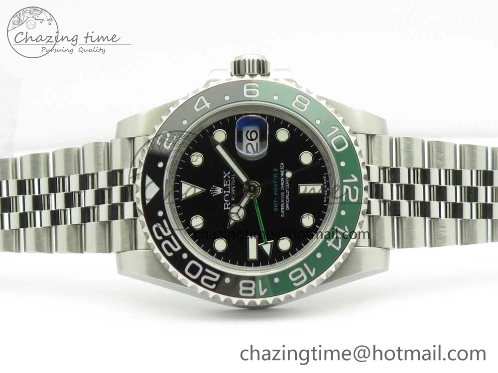 GMT-Master II 126710 BLRO BPF Black Green Ceramic Bezel SS Black Dial on SS Jubilee Bracelet A2836