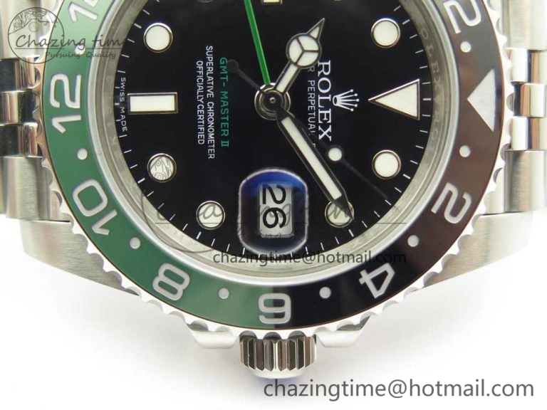 GMT-Master II 126710 BLRO BPF Black Green Ceramic Bezel SS Black Dial on SS Jubilee Bracelet A2836