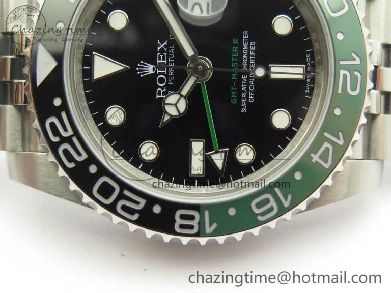 GMT-Master II 126710 BLRO BPF Black Green Ceramic Bezel SS Black Dial on SS Jubilee Bracelet A2836
