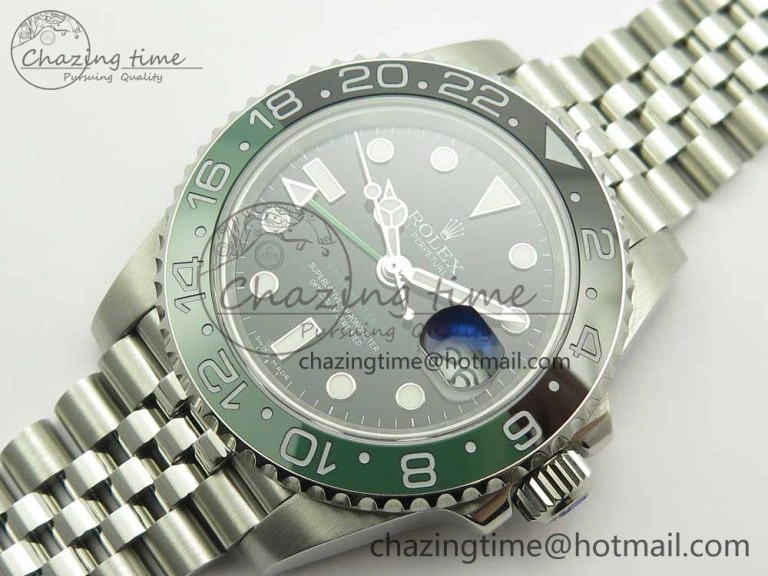 GMT-Master II 126710 BLRO BPF Black Green Ceramic Bezel SS Black Dial on SS Jubilee Bracelet A2836