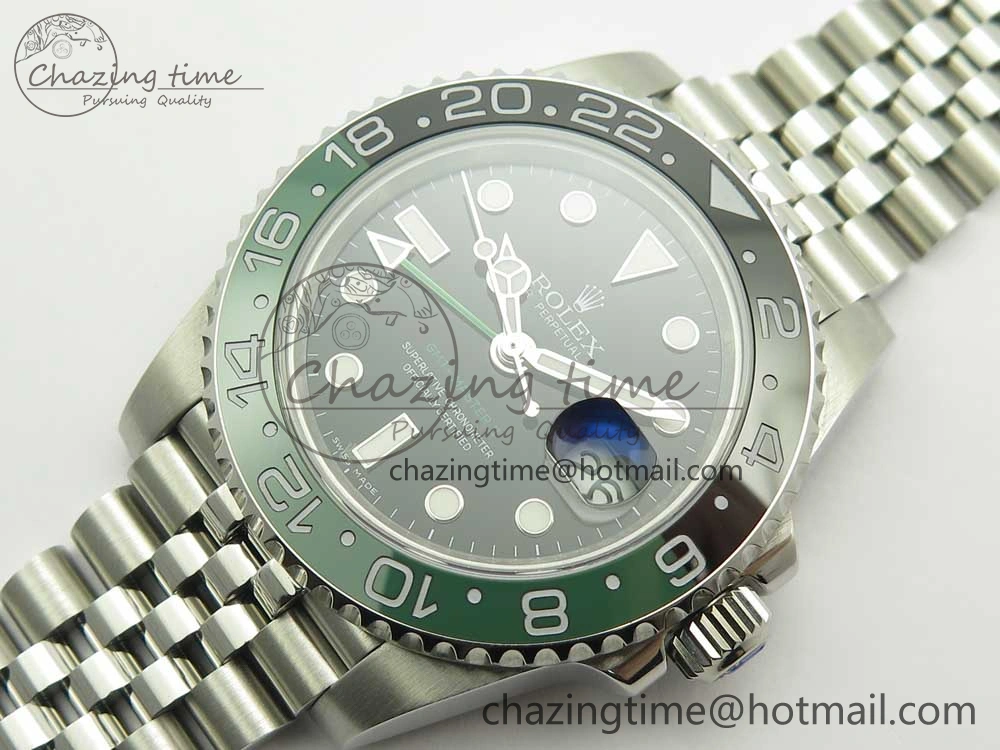 GMT-Master II 126710 BLRO BPF Black Green Ceramic Bezel SS Black Dial on SS Jubilee Bracelet A2836
