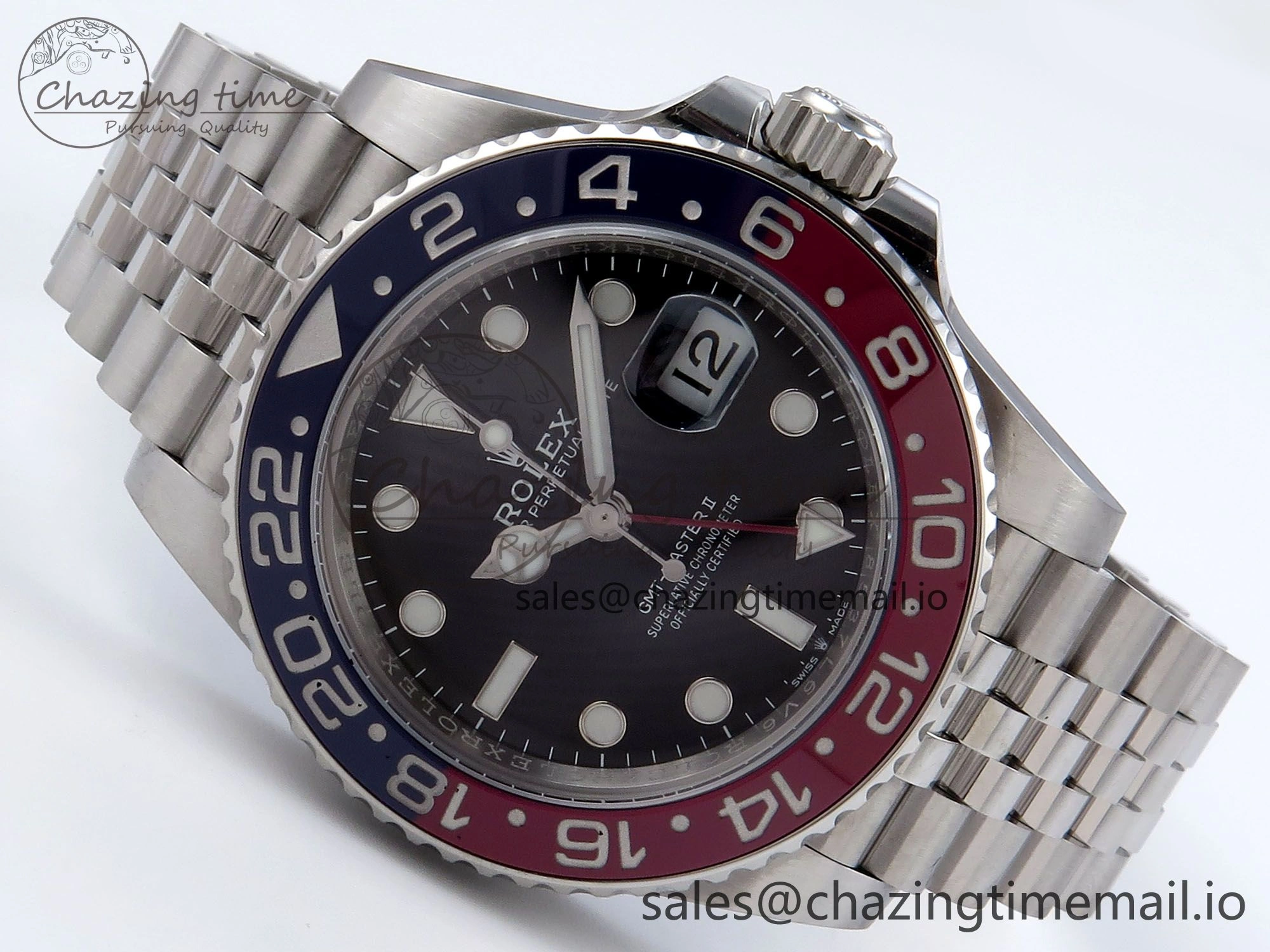GMT Master II 126710 BLRO QF+ 1:1 Best Edition 904L Steel Black Dial Red Blue Bezel on SS Bracelet SH3285
