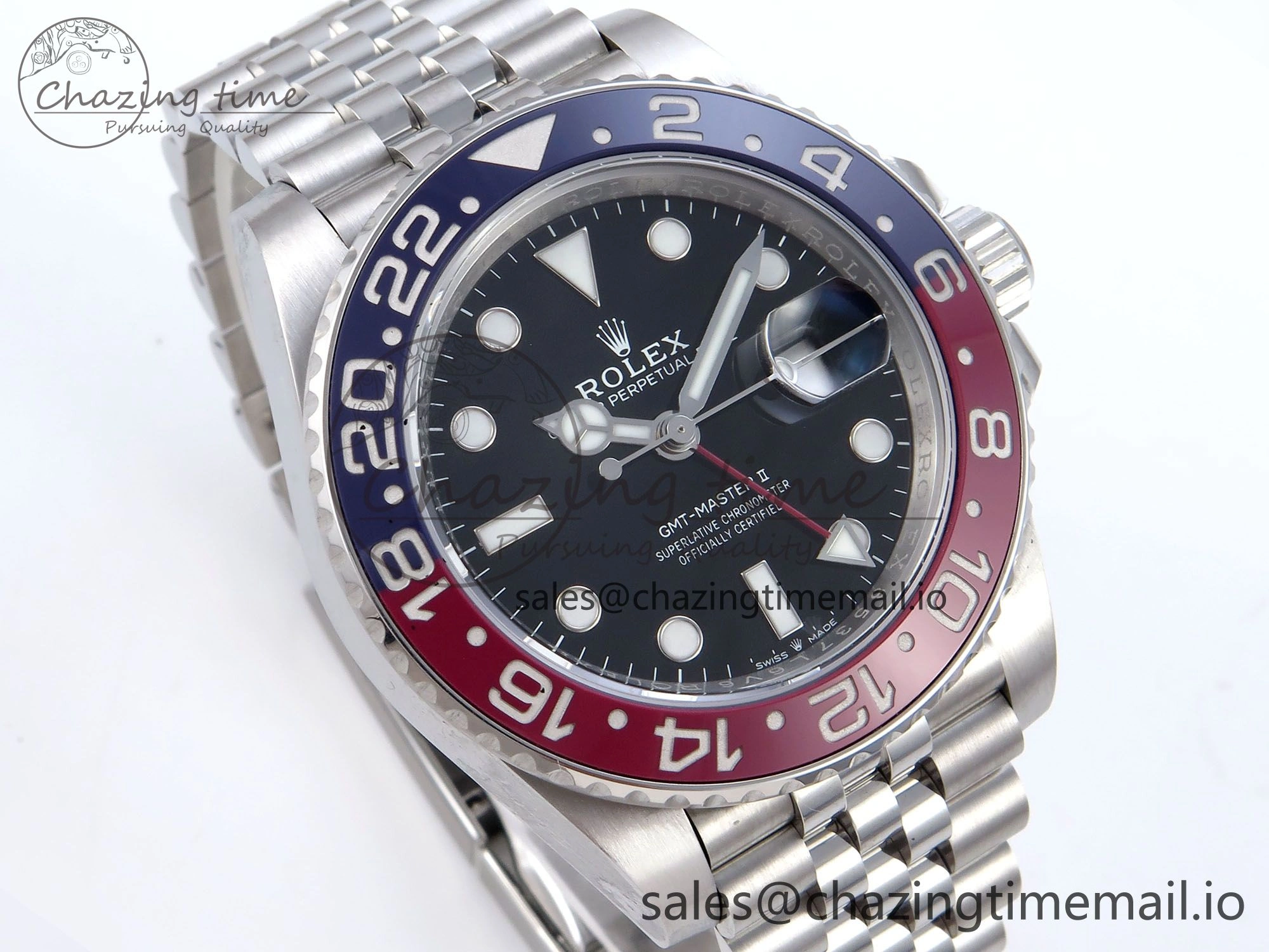 GMT Master II 126710 BLRO QF+ 1:1 Best Edition 904L Steel Black Dial Red Blue Bezel on SS Bracelet SH3285
