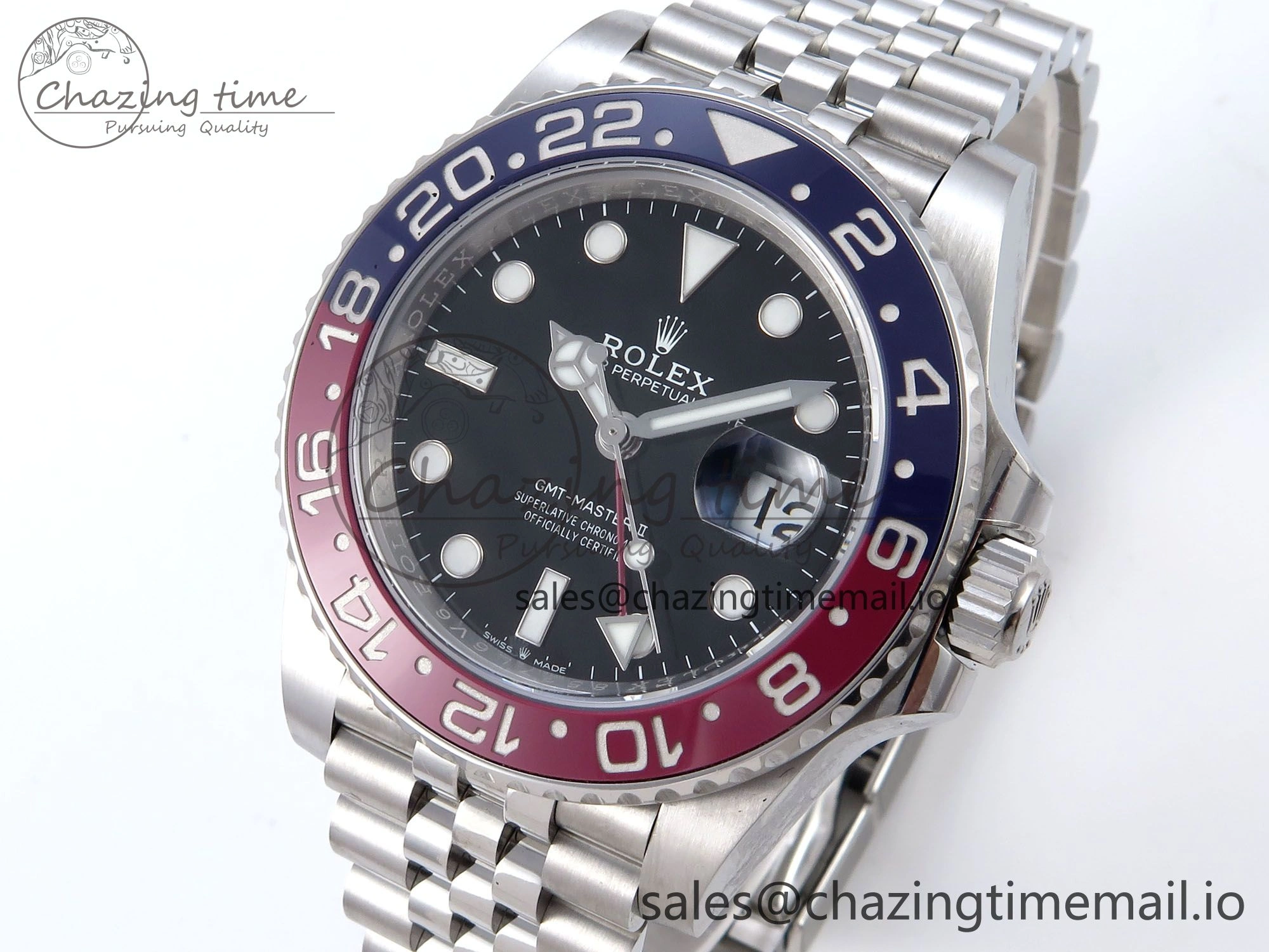 GMT Master II 126710 BLRO QF+ 1:1 Best Edition 904L Steel Black Dial Red Blue Bezel on SS Bracelet SH3285
