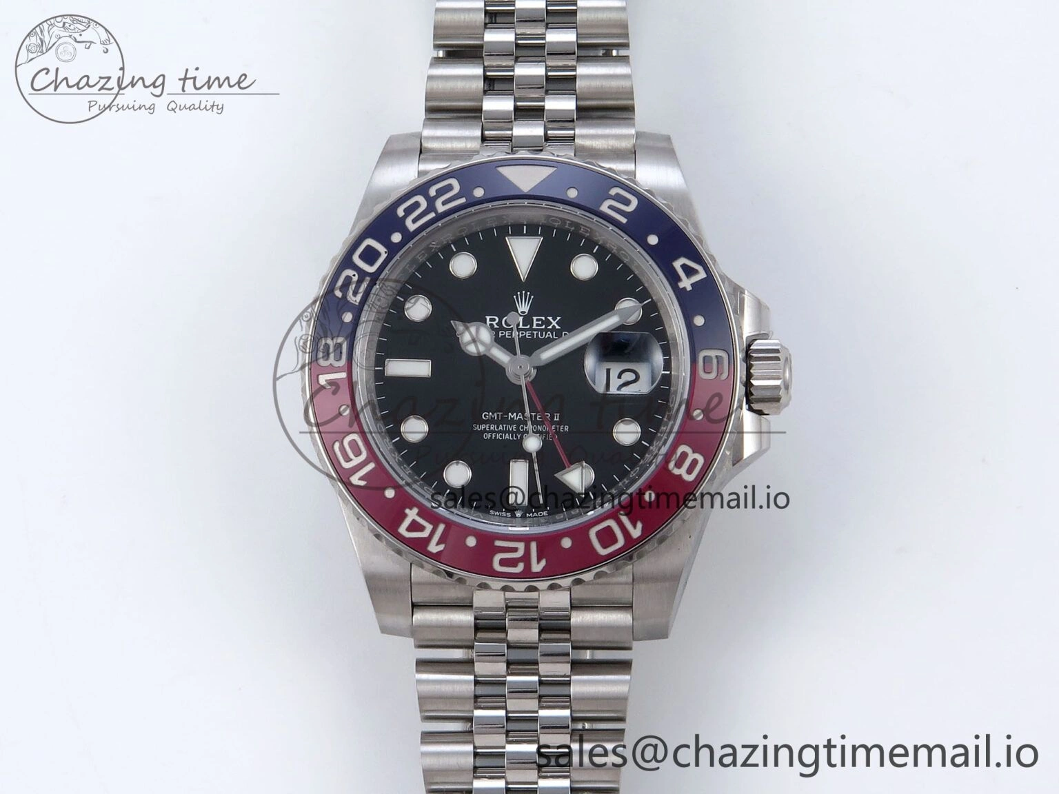 GMT Master II 126710 BLRO QF+ 1:1 Best Edition 904L Steel Black Dial Red Blue Bezel on SS Bracelet SH3285