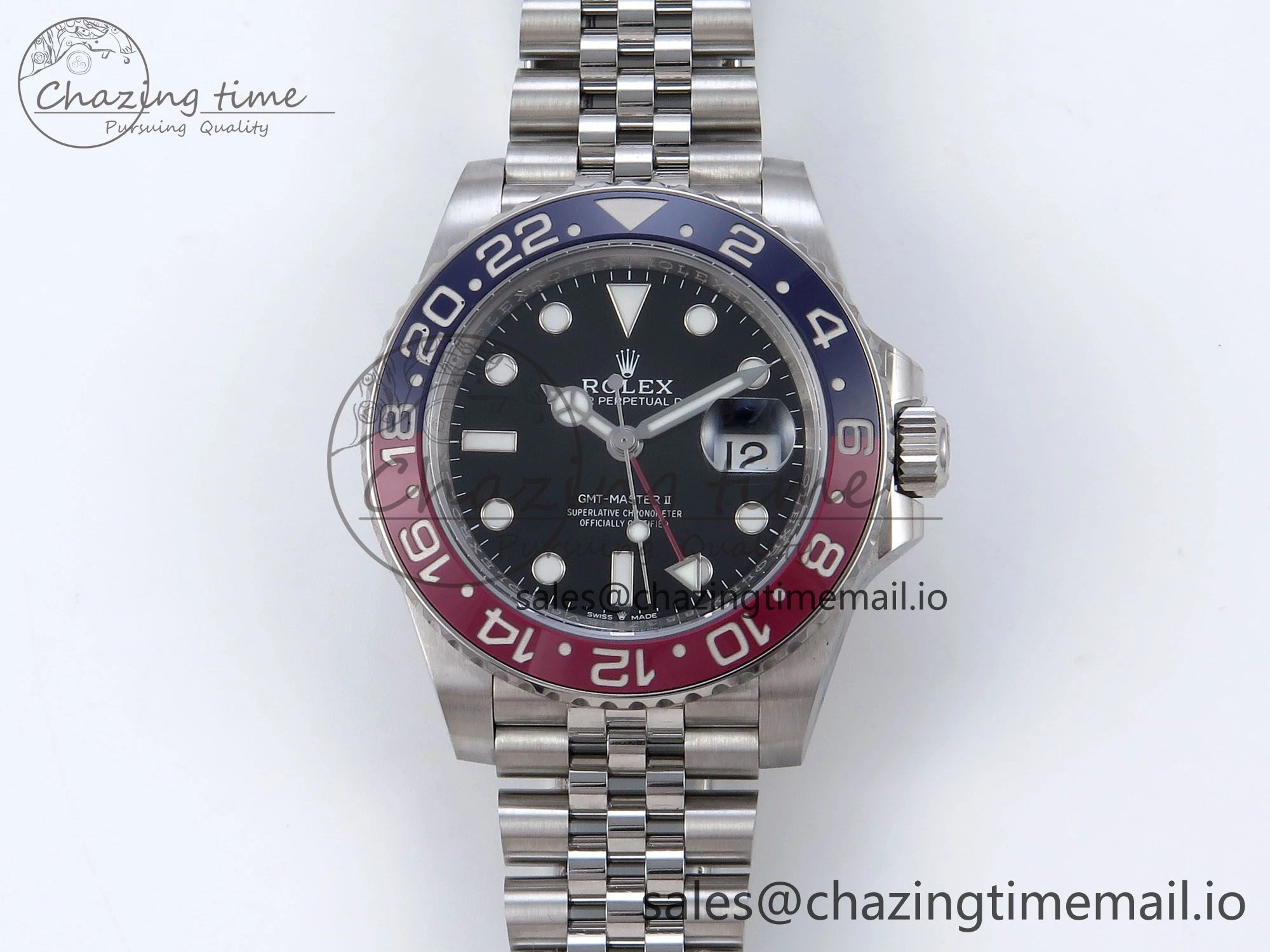 GMT Master II 126710 BLRO QF+ 1:1 Best Edition 904L Steel Black Dial Red Blue Bezel on SS Bracelet SH3285