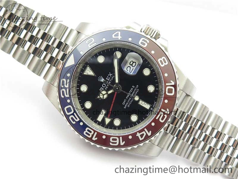 GMT Master II 126710 BLRO Real Ceramic 904L SS Noob 1:1 Best Edition on Bracelet A3285 (Correct Hand Stack)