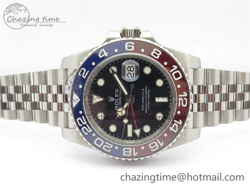 GMT Master II 126710 BLRO Real Ceramic 904L SS Noob 1:1 Best Edition on Bracelet A3285 (Correct Hand Stack)