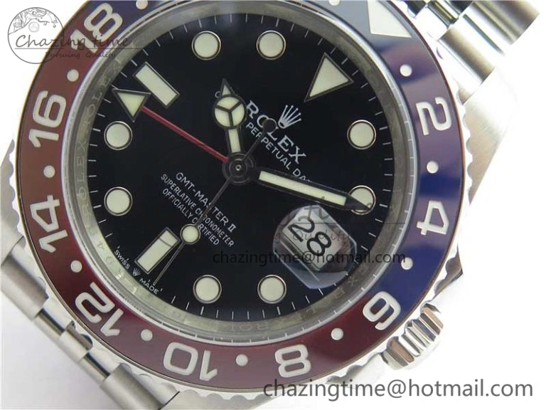 GMT Master II 126710 BLRO Real Ceramic 904L SS Noob 1:1 Best Edition on Bracelet A3285 (Correct Hand Stack)