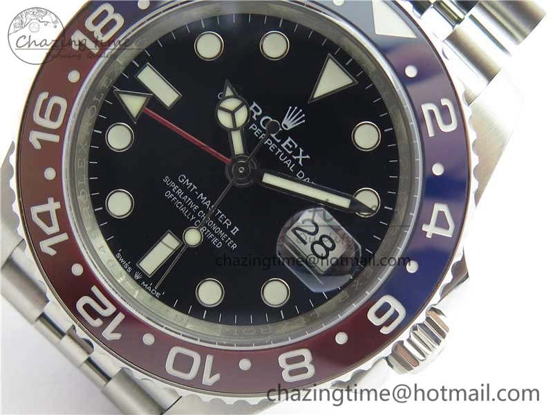 GMT Master II 126710 BLRO Real Ceramic 904L SS Noob 1:1 Best Edition on Bracelet A3285 (Correct Hand Stack)