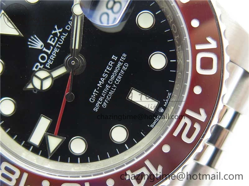 GMT Master II 126710 BLRO Real Ceramic 904L SS Noob 1:1 Best Edition on Bracelet A3285 (Correct Hand Stack)