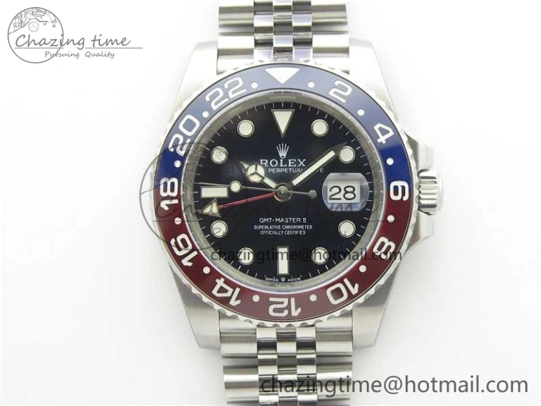 GMT Master II 126710 BLRO Real Ceramic 904L SS Noob 1:1 Best Edition on Bracelet A3285 (Correct Hand Stack)