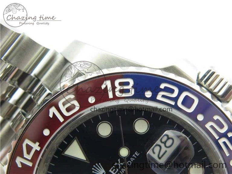 GMT Master II 126710 BLRO Real Ceramic 904L SS Noob 1:1 Best Edition on Bracelet A3285 (Correct Hand Stack)