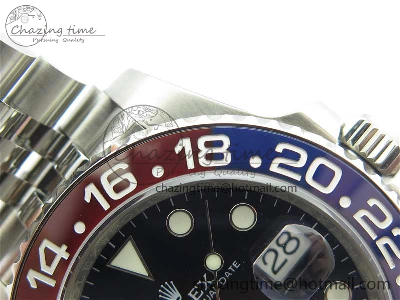 GMT Master II 126710 BLRO Real Ceramic 904L SS Noob 1:1 Best Edition on Bracelet A3285 (Correct Hand Stack)