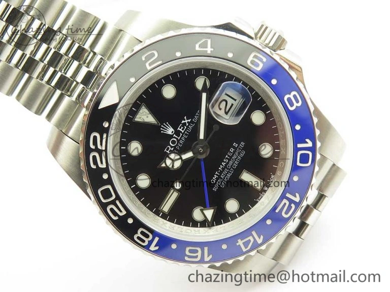 GMT-Master II 126710 Black Blue Ceramic Bezel 904L SS DJF Best Edition Black Dial on 904L Jubilee Bracelet A2836