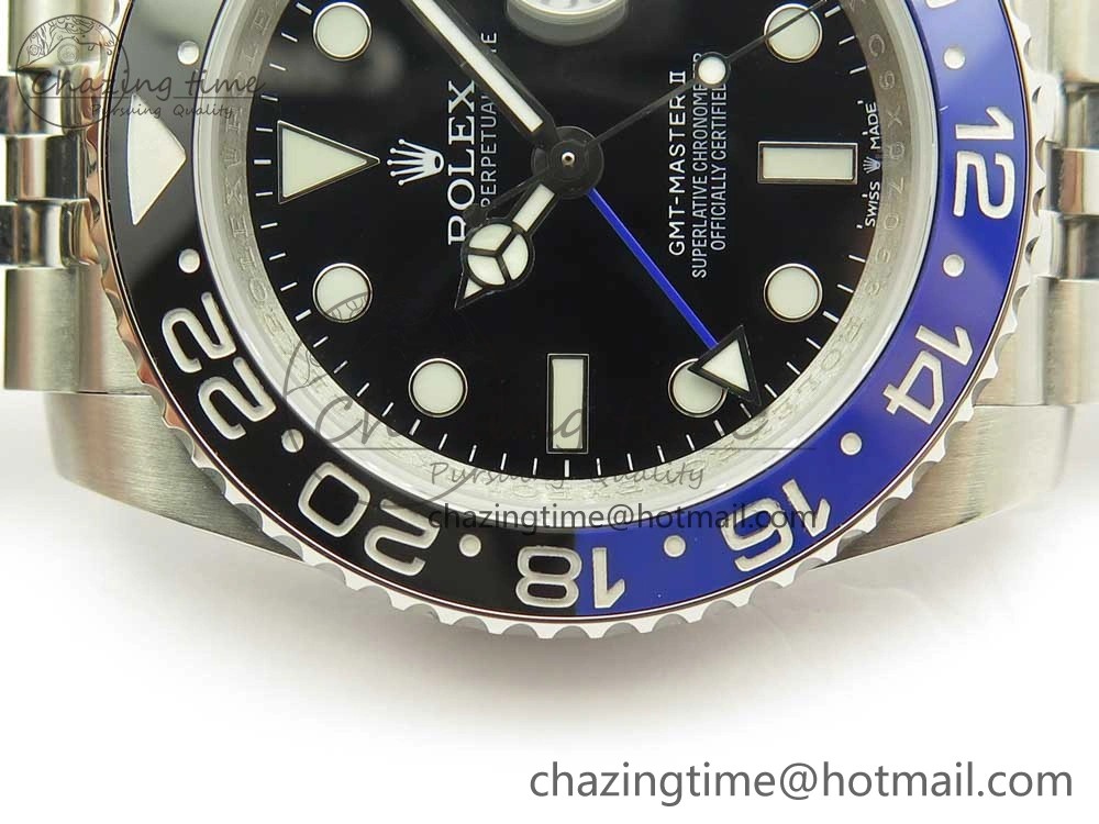 GMT-Master II 126710 Black Blue Ceramic Bezel 904L SS DJF Best Edition Black Dial on 904L Jubilee Bracelet A2836