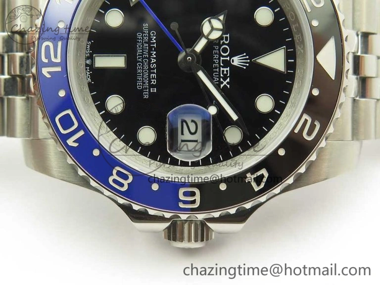 GMT-Master II 126710 Black Blue Ceramic Bezel 904L SS DJF Best Edition Black Dial on 904L Jubilee Bracelet A2836